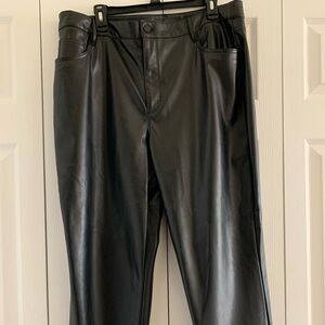 Nine West new Black Faux Leather Pants fleece lined size 18
